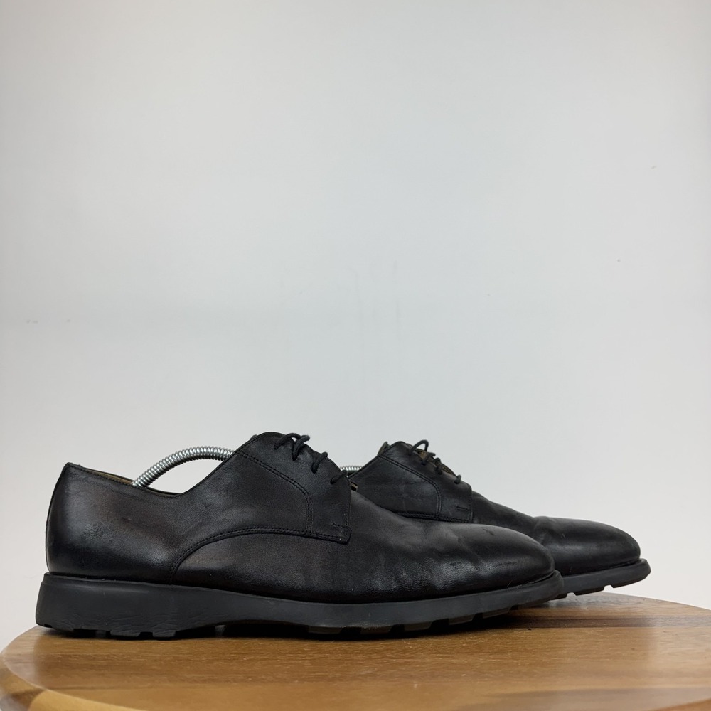 Mens Bruno Magli Comodo Black Leather Plain Toe Casual Derby Shoes Size 12 M AUC